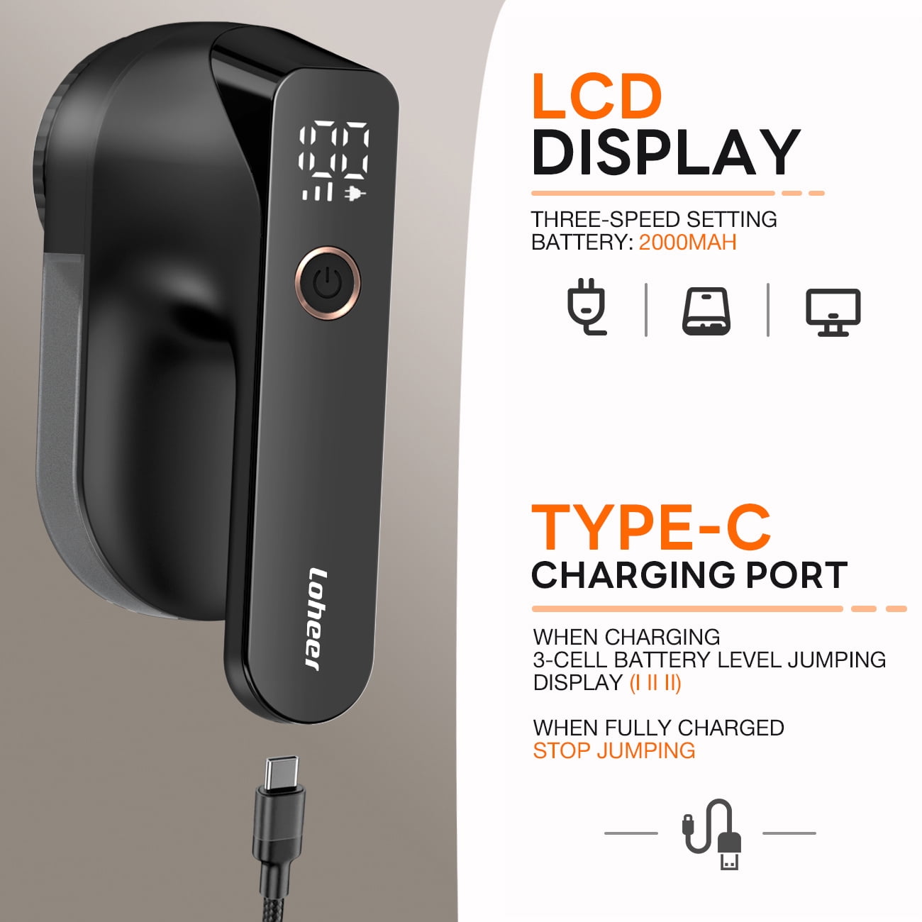 Revitalize Your Fabrics with the Loheer Electric Lint Remover - Powerful, Rechargeable Sweater Shaver with LED Display