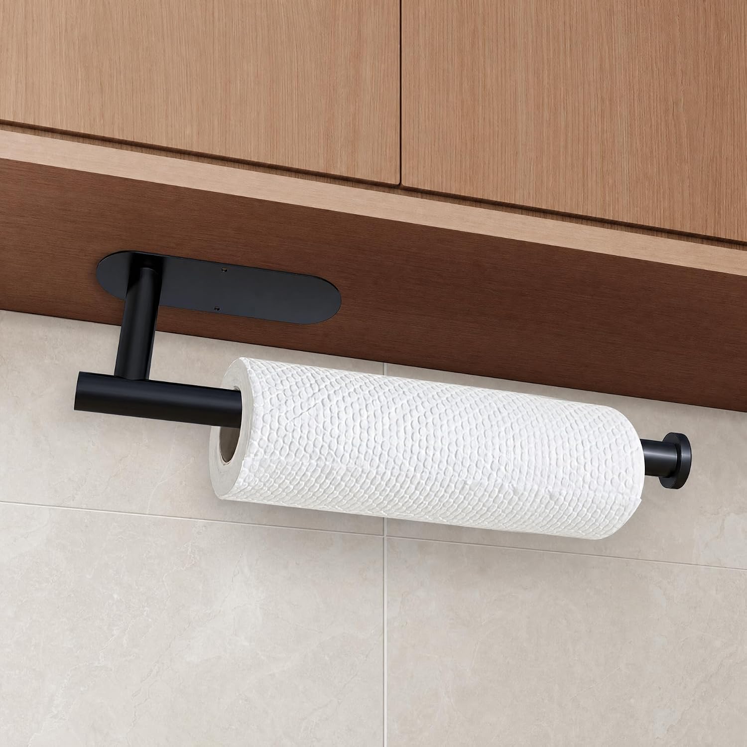 Stylish Black Wall-Mounted Paper Towel Holder – Space-Saving Solution for Your Kitchen and Bathroom