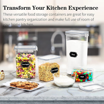 Maximize Your Kitchen Space with Our 14PC Airtight Food Storage Container Set - Perfect for Cereal, Flour, and Sugar Organization!