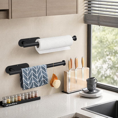 Stylish Black Wall-Mounted Paper Towel Holder – Space-Saving Solution for Your Kitchen and Bathroom