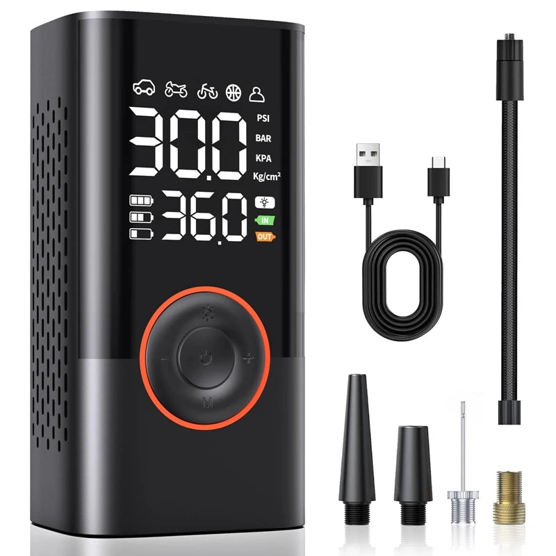 Powerful Wireless Car Air Compressor - Rechargeable Electric Tire Inflator for Motorcycles, Bicycles, Boats, and More!