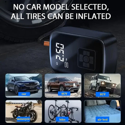 Powerful Wireless Car Air Compressor - Rechargeable Electric Tire Inflator for Motorcycles, Bicycles, Boats, and More!