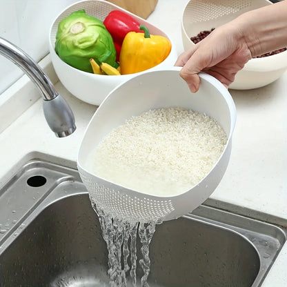 Versatile Eco-Friendly Rice Drainage Basket - Perfect for Rinsing Rice, Fruits, and Vegetables!