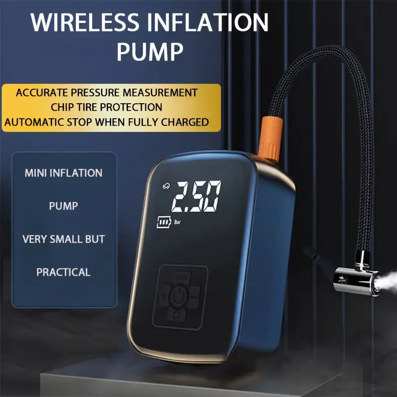 Powerful Wireless Car Air Compressor - Rechargeable Electric Tire Inflator for Motorcycles, Bicycles, Boats, and More!
