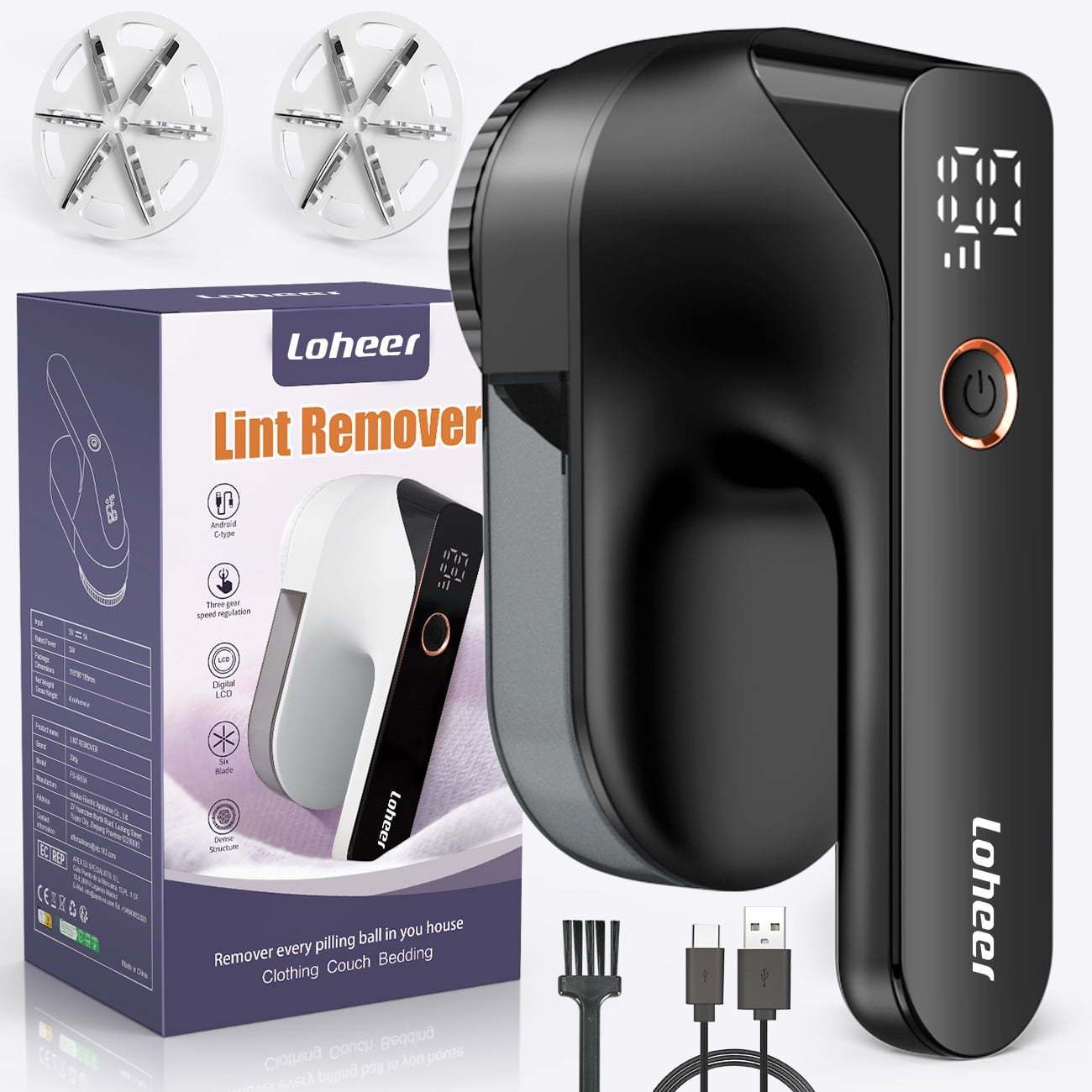 Revitalize Your Fabrics with the Loheer Electric Lint Remover - Powerful, Rechargeable Sweater Shaver with LED Display