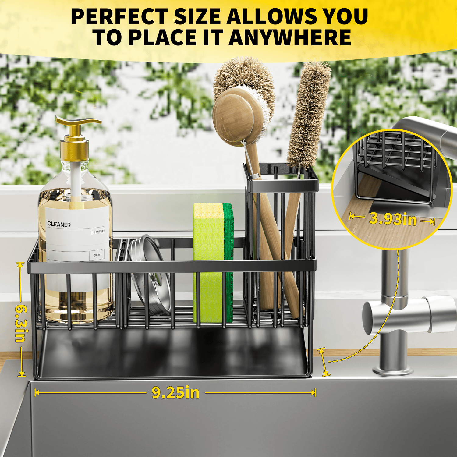 Elevate Your Kitchen Organization with the Cisily Stainless Steel Sink Caddy - Rust-Resistant and Space-Saving Design!