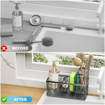 Elevate Your Kitchen Organization with the Cisily Stainless Steel Sink Caddy - Rust-Resistant and Space-Saving Design!